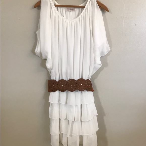 Freeway Dresses & Skirts - Freeway BOHO White Ruffle Tier Dress Size M